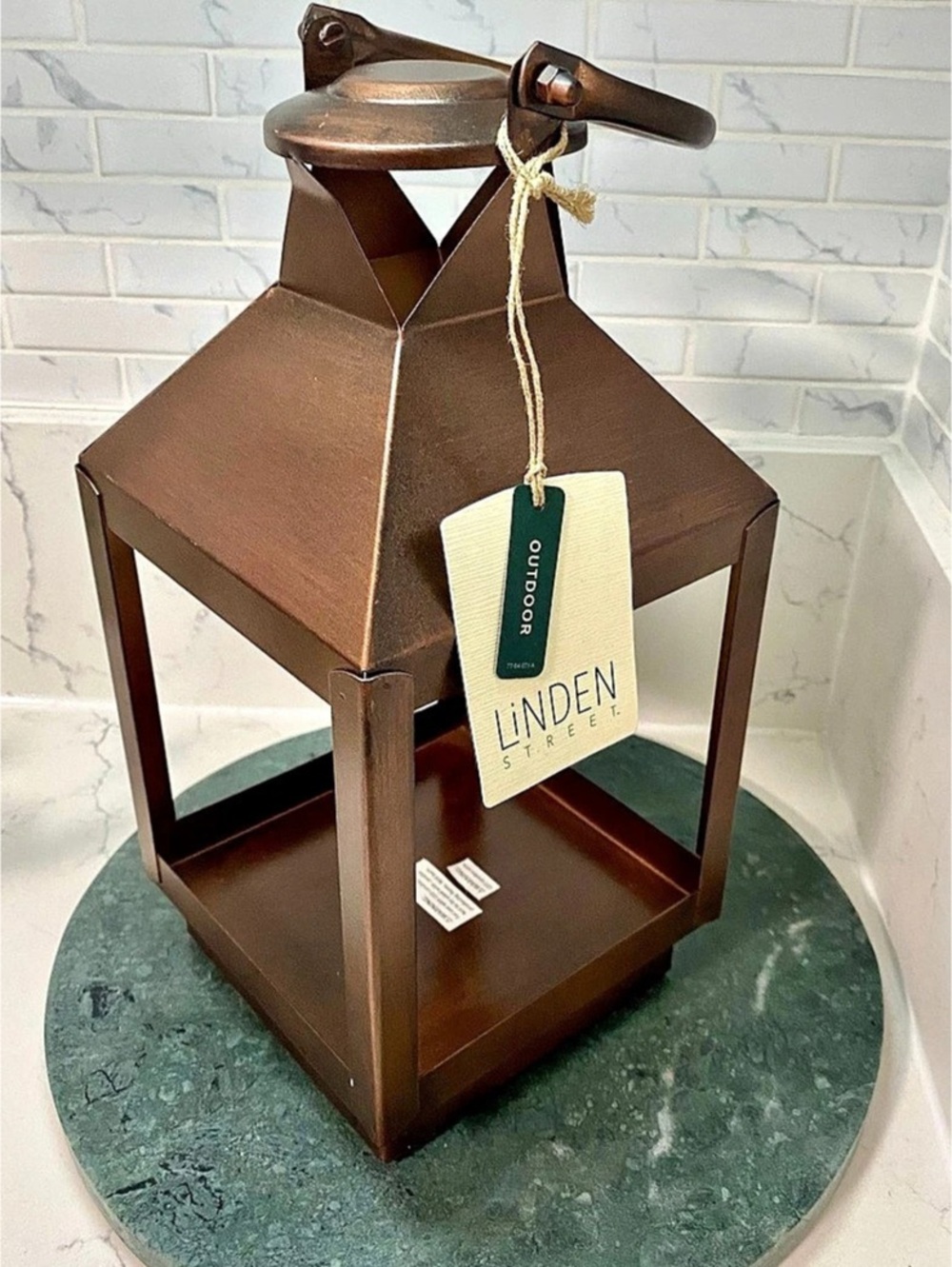 Linden Copper-Tone Lantern with Handle 🕯️